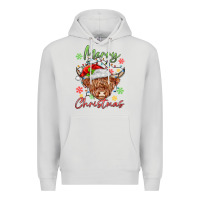 Dove Grey merry christmas cow Premium Hoodie - MaliasSmallBusiness