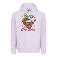 Lilac merry christmas cow Premium Hoodie - MaliasSmallBusiness