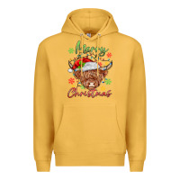 Mustard merry christmas cow Premium Hoodie - MaliasSmallBusiness