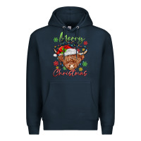 Navy merry christmas cow Premium Hoodie - MaliasSmallBusiness