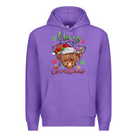 Purple merry christmas cow Premium Hoodie - MaliasSmallBusiness