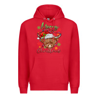 Red merry christmas cow Premium Hoodie - MaliasSmallBusiness