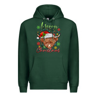 Sports Green merry christmas cow Premium Hoodie - MaliasSmallBusiness