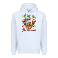 White merry christmas cow Premium Hoodie - MaliasSmallBusiness