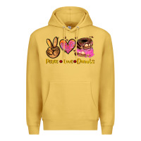 Antique Gold peace love donuts Premium Hoodie - AdoDesignShop