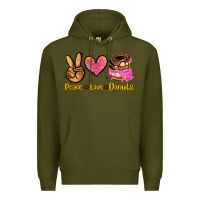 Army Green peace love donuts Premium Hoodie - AdoDesignShop