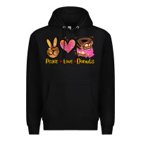 Black peace love donuts Premium Hoodie - AdoDesignShop