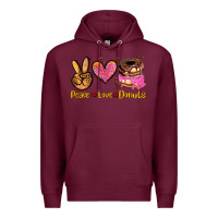 Burgundy peace love donuts Premium Hoodie - AdoDesignShop