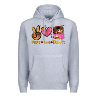 Heather Grey peace love donuts Premium Hoodie - AdoDesignShop