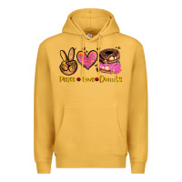 Mustard peace love donuts Premium Hoodie - AdoDesignShop