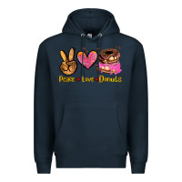 Navy peace love donuts Premium Hoodie - AdoDesignShop