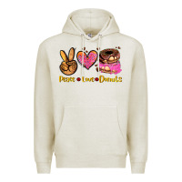 Oatmeal Heather peace love donuts Premium Hoodie - AdoDesignShop