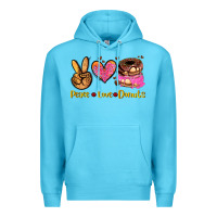 Ocean Blue peace love donuts Premium Hoodie - AdoDesignShop