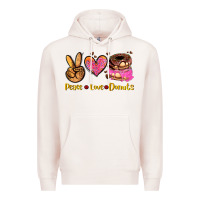 Pale Pink peace love donuts Premium Hoodie - AdoDesignShop