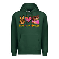 Sports Green peace love donuts Premium Hoodie - AdoDesignShop