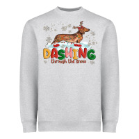 Heather Grey dachshund through the snow Heavyweight Sweatshirt - MaliasSmallBusiness