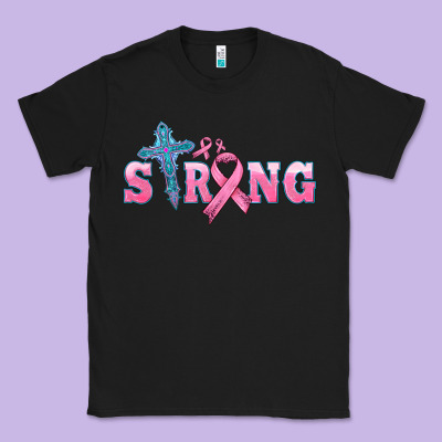 Strong With Cross Ribbon Classic Tee Designed By Hra Design Shop