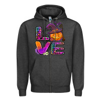 Charcoal Heather halloween love Zipper Hoodie - AdoDesignShop