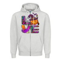 Dove Grey halloween love Zipper Hoodie - AdoDesignShop