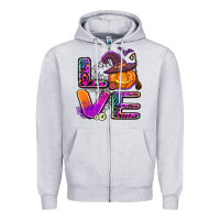 Heather Grey halloween love Zipper Hoodie - AdoDesignShop