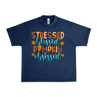 Navy stressed blessed pumpkin obsessed Urban Heavy Tee - Zillion Design Studio