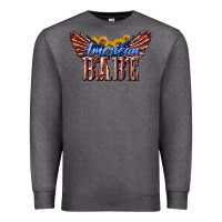 Charcoal Heather American Babe With Sunflowers Premium Sweatshirt - LillyAllenDesigns