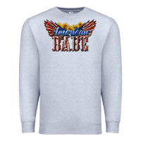 Heather Grey American Babe With Sunflowers Premium Sweatshirt - LillyAllenDesigns