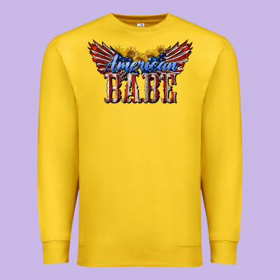 American Babe With Sunflowers Premium Sweatshirt Designed By Lillyallendesigns
