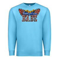 Ocean Blue American Babe With Sunflowers Premium Sweatshirt - LillyAllenDesigns