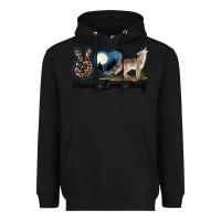 Black Peace Love Wolf Heavyweight Hoodie - LillyAllenDesigns