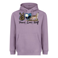 Lavender Peace Love Wolf Heavyweight Hoodie - LillyAllenDesigns