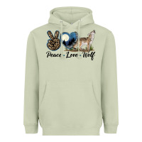 Matcha Peace Love Wolf Heavyweight Hoodie - LillyAllenDesigns