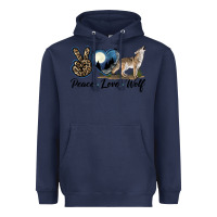 Navy Peace Love Wolf Heavyweight Hoodie - LillyAllenDesigns