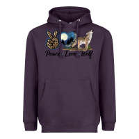 Plum Peace Love Wolf Heavyweight Hoodie - LillyAllenDesigns