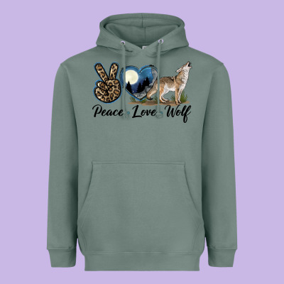 Peace Love Wolf Heavyweight Hoodie Designed By Lillyallendesigns