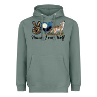 Sage Peace Love Wolf Heavyweight Hoodie - LillyAllenDesigns