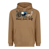 Toasted Coconut Peace Love Wolf Heavyweight Hoodie - LillyAllenDesigns