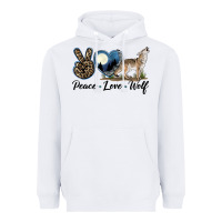 White Peace Love Wolf Heavyweight Hoodie - LillyAllenDesigns