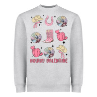 Heather Grey howdy valentine Heavyweight Sweatshirt - MaliasSmallBusiness