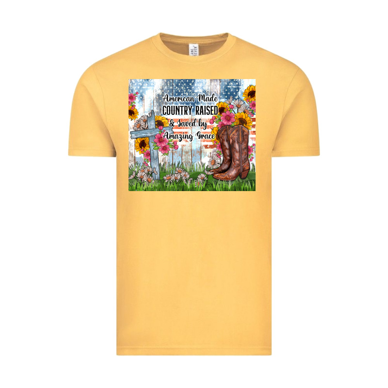 Christian Western American Made Country Raised Vintage Tee by Zillion Design Studio | Teevron