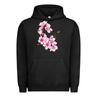 Pigment Black Peach Blossom Illustrations Urban Hoodie - LillyAllenDesigns