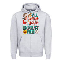 Heather Grey i'll always be your biggest fan baseball Zipper Hoodie - BundleAndBundleShop