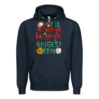 Navy i'll always be your biggest fan baseball Zipper Hoodie - BundleAndBundleShop