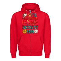 Red i'll always be your biggest fan baseball Zipper Hoodie - BundleAndBundleShop