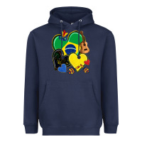 Navy brazil hearts Heavyweight Hoodie - NancyCooperArtShop