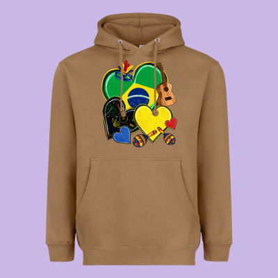 Brazil Hearts Heavyweight Hoodie Designed By Nancycooperartshop