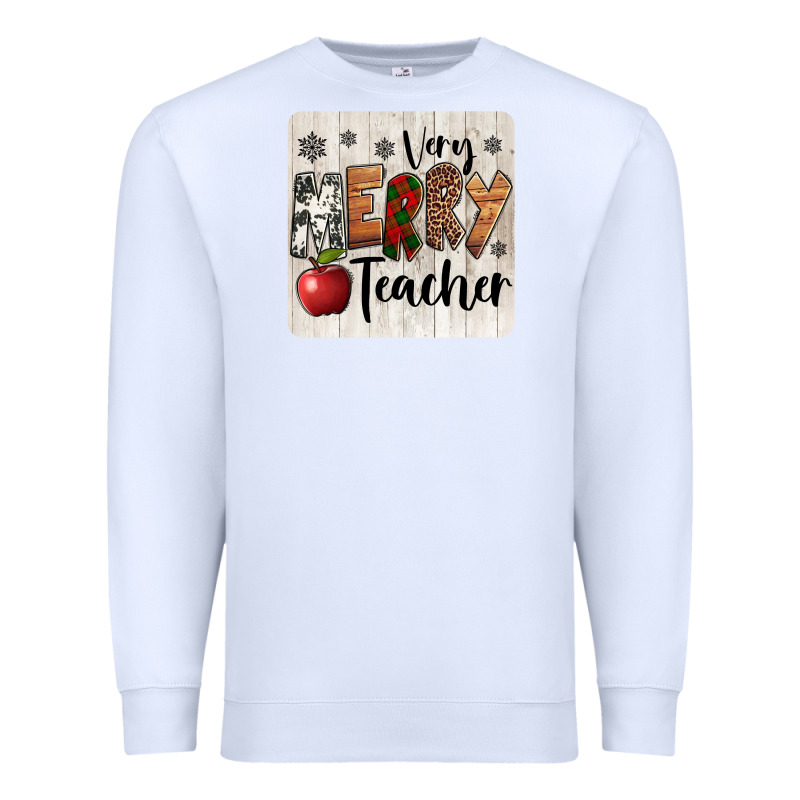 Very Merry Teacher Christmas Coaster Premium Sweatshirt by Jasminsmagicworld | Teevron