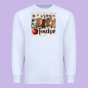 Very Merry Teacher Christmas Coaster Premium Sweatshirt Designed By Jasminsmagicworld