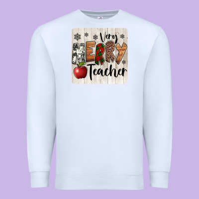 Very Merry Teacher Christmas Coaster Premium Sweatshirt Designed By Jasminsmagicworld