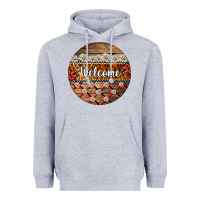 Heather Grey ladybug welcome ornament Heavyweight Hoodie - BarkalooDesign